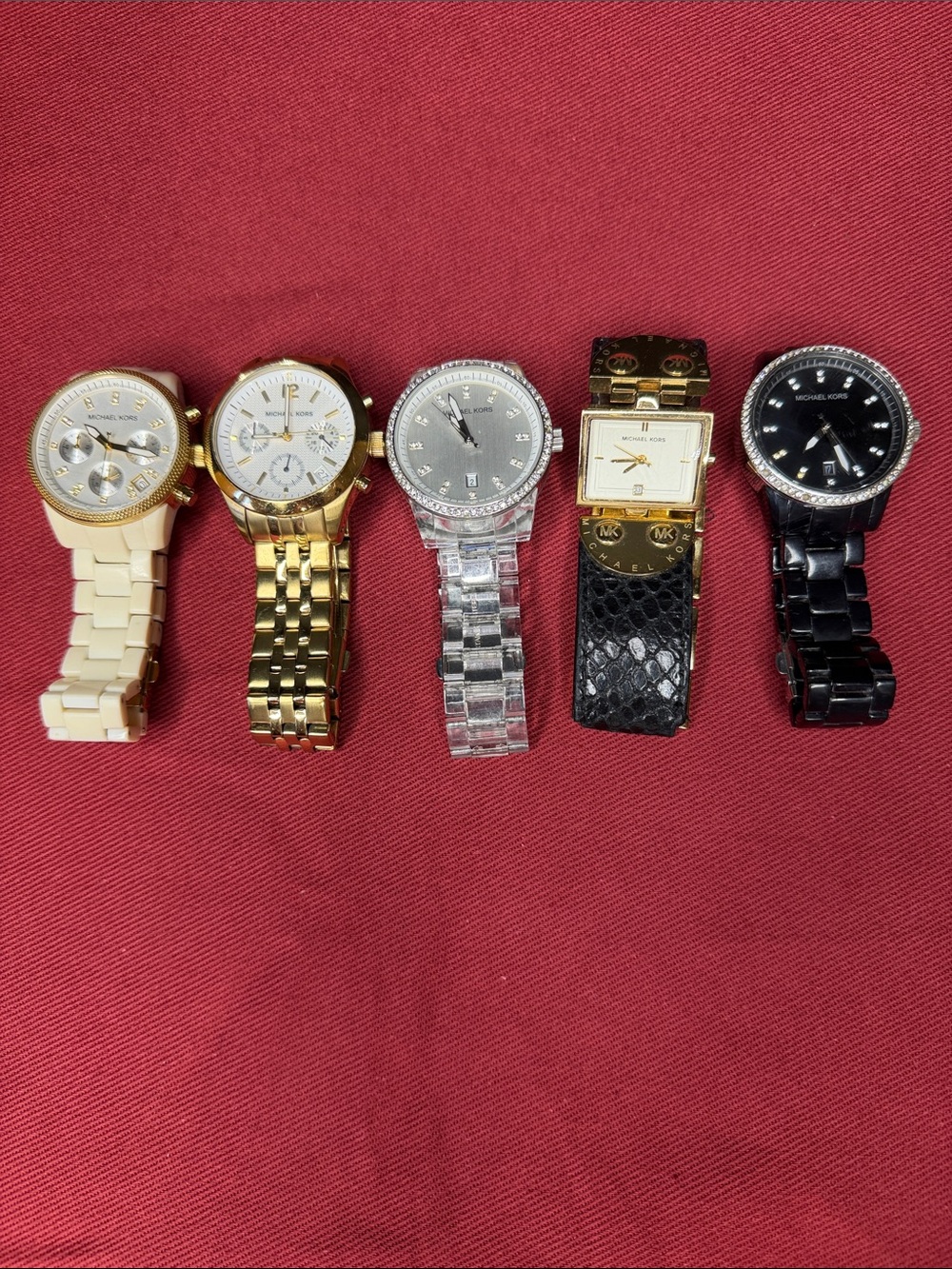 Michael Kors Women's Gold-Tone and Black Mixed Watch Collection